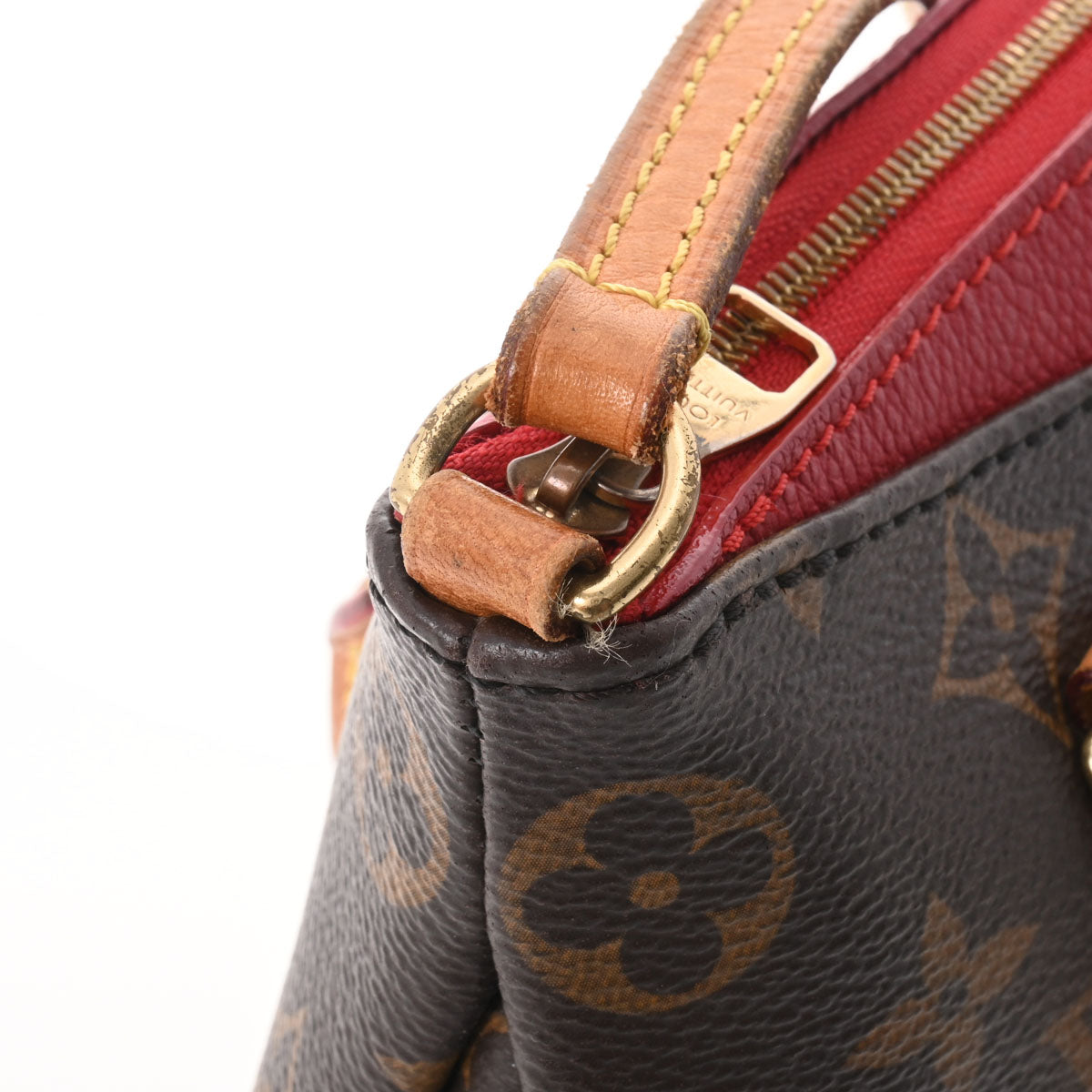 ルイ・ヴィトン LOUIS VUITTON ナノパラス M61254 ブラウン/レッド モノグラム/スリーズ レディース ショルダーバッグ LOUIS VUITTON - ルイ・ヴィトン LOUIS VUITTON ナノパラス M61254