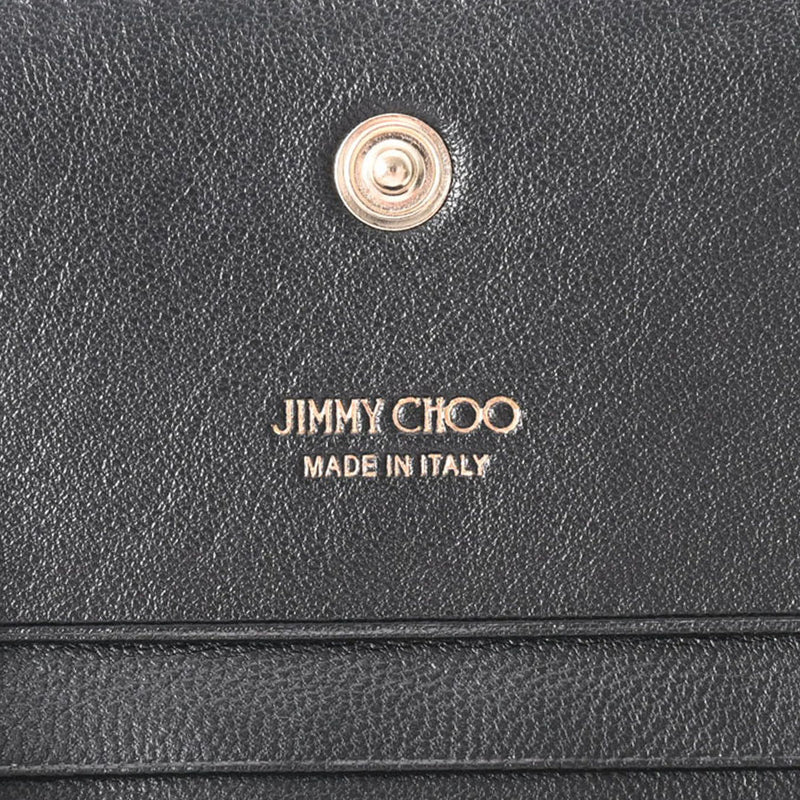 JIMMY CHOO ジミーチュウ コンパクトウォレット ブラック ゴールド金具 HANNE-NBA-0244 レディース ナッパレザー 二つ折り財布 未使用 銀蔵