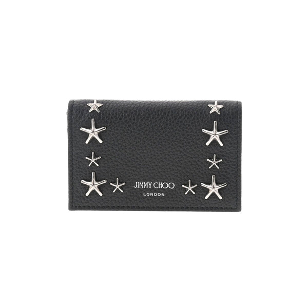 JIMMY CHOO ジミーチュウ スタースタッズ カードケース ブラック シルバー金具 NELLO-UUF-0027 レディース カーフ カードケース 未使用 銀蔵