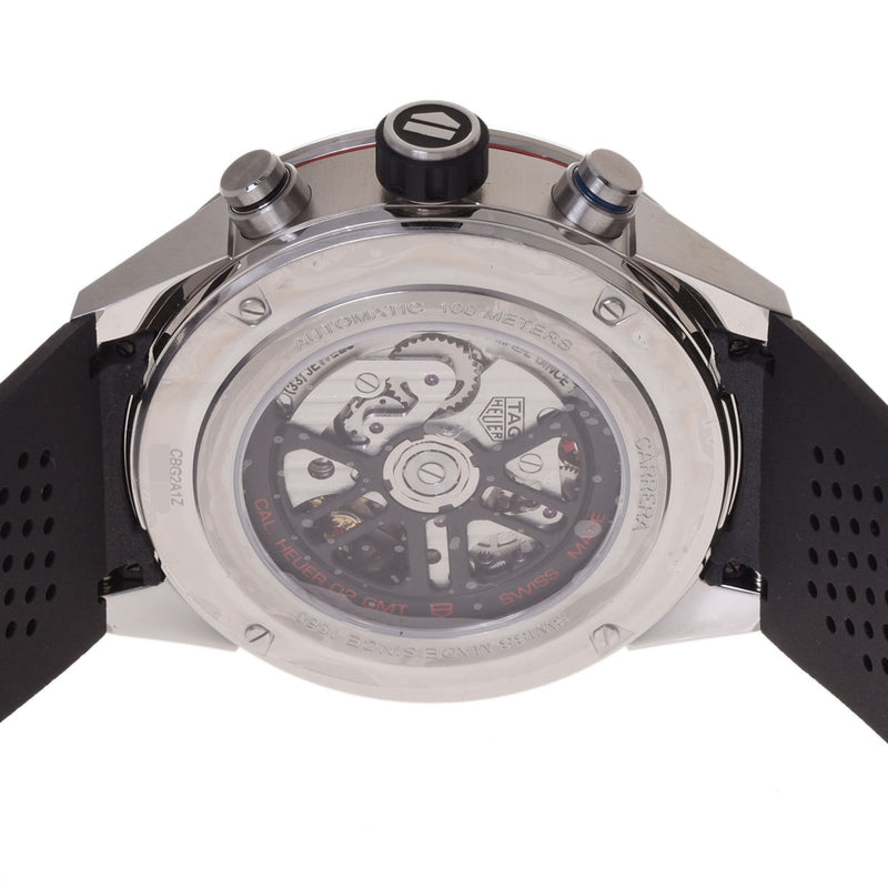 TAG HEUER タグホイヤー カレラ  キャリバーホイヤー02 GMT CBG2A1Z メンズ SS/ラバー 腕時計 自動巻き ブラック文字盤 未使用 銀蔵