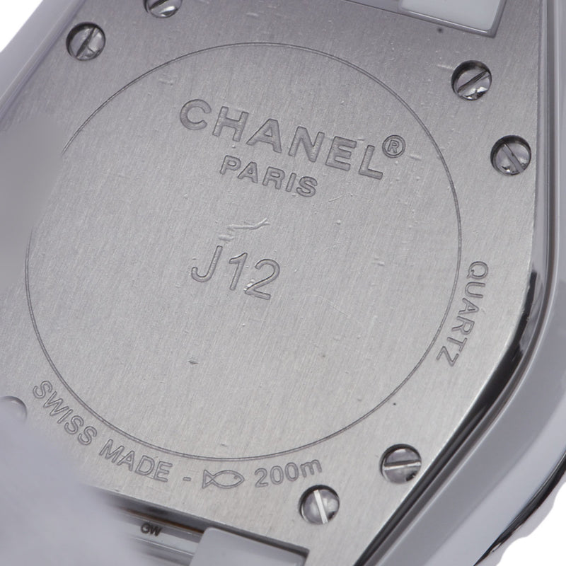 CHANEL シャネル J12 33mm 12Pダイヤ H1628 レディース 白セラミック/SS 腕時計 クオーツ ホワイト文字盤 Aランク 中古 銀蔵