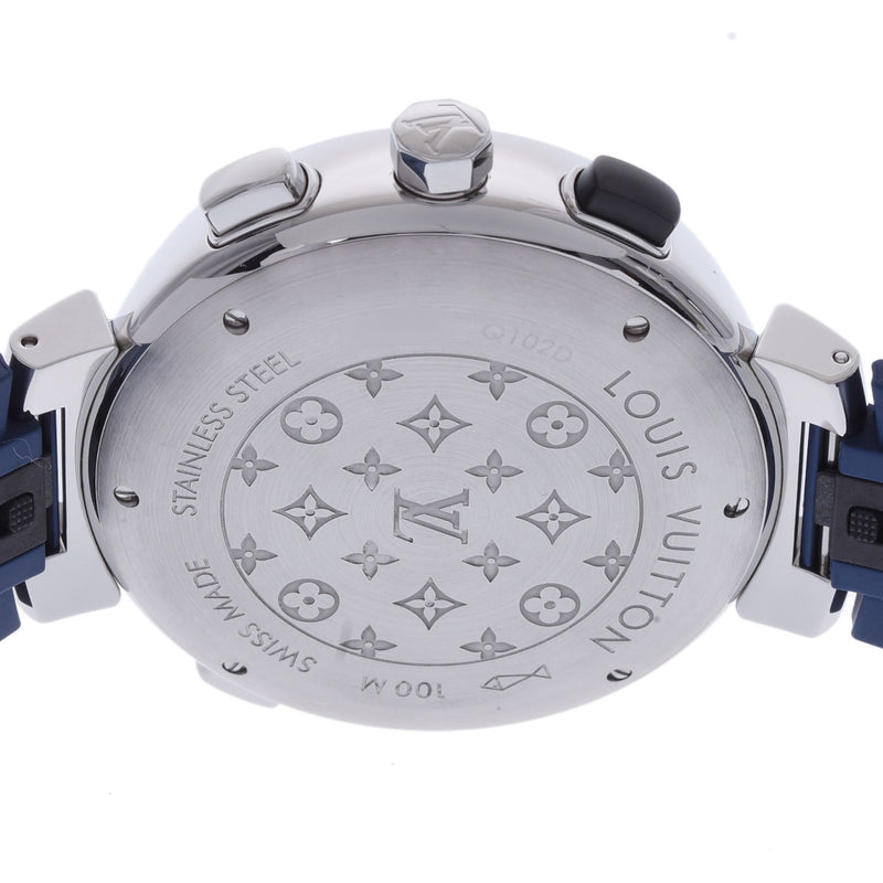 LOUIS VUITTON ルイヴィトン タンブール レガッタクロノ Q102D メンズ SS/ラバー 腕時計 クオーツ 青文字盤 Aランク 中古 銀蔵