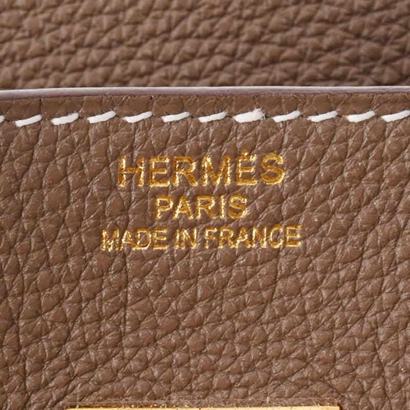 HERMES エルメス バーキン35 エトゥープ ゴールド金具 □N刻印(2010年頃) レディース トゴ ハンドバッグ ABランク 中古 銀蔵