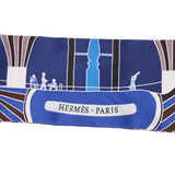 HERMES エルメス ツイリー 新タグ 気球柄  青/茶 レディース シルク100％ スカーフ Aランク 中古 銀蔵