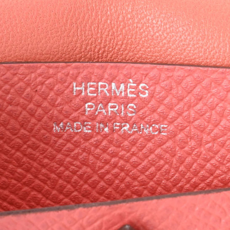 HERMES エルメス ベアン ルージュカザック シルバー金具 T刻印(2015年頃) ユニセックス ヴォーエプソン カードケース Aランク 中古 銀蔵