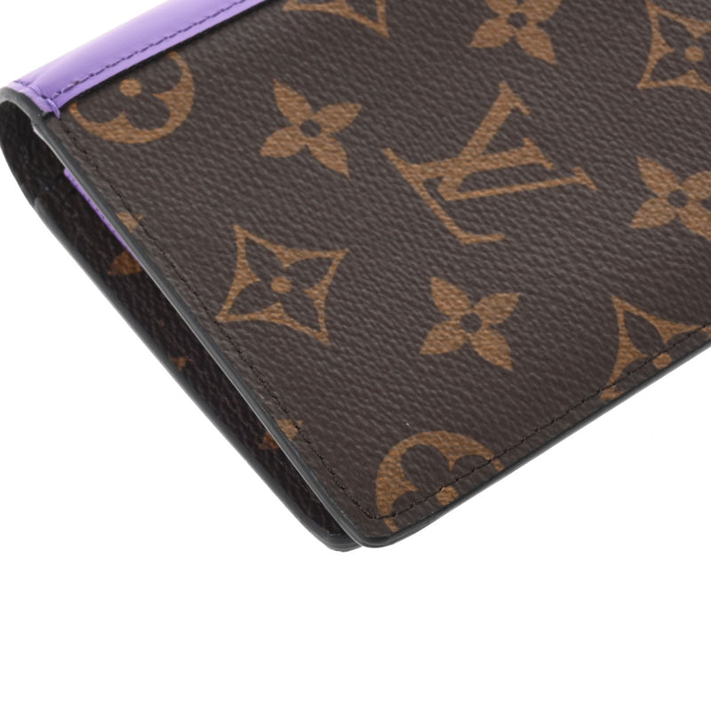 LOUIS VUITTON ルイヴィトン 長財布 モノグラムマカサー ポルトフォイユブラザNM ブラウン 茶 パープル 紫 ラウンドファスナー M81538    マットブラック金具 メンズ 人気 美品【品】