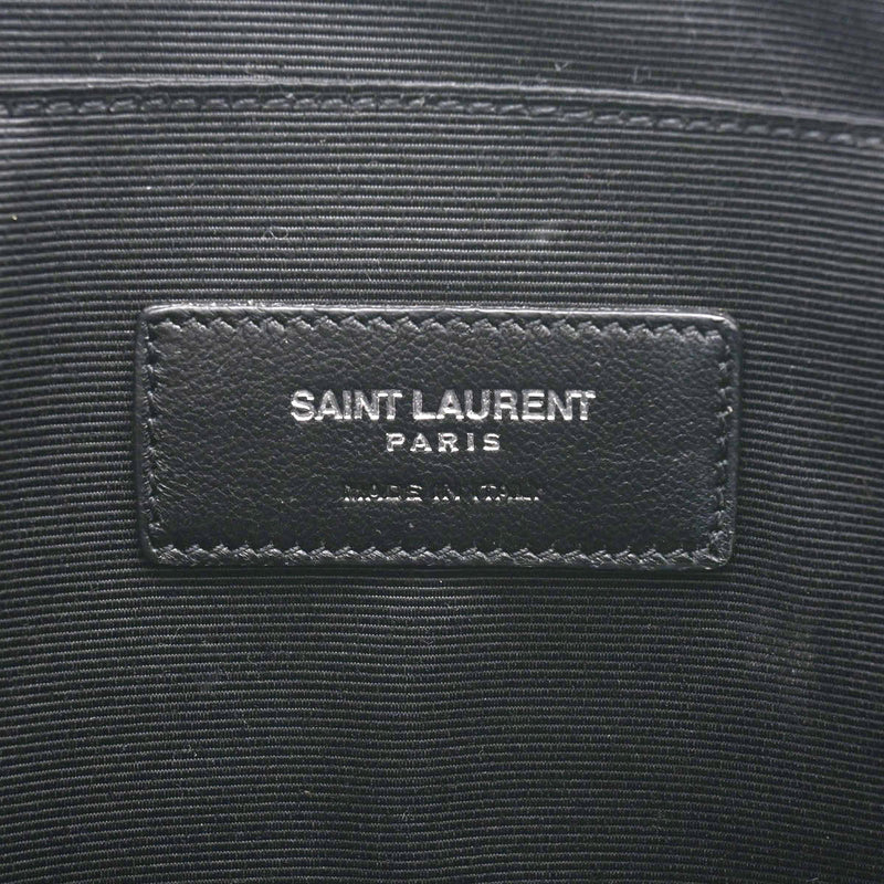 SAINT LAURENT サンローラン 黒 シルバー金具 ユニセックス カーフ クラッチバッグ ABランク 中古 銀蔵