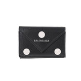 BALENCIAGA バレンシアガ ペーパー ミニウォレット ドット 黒/白 391446 レディース カーフ 三つ折り財布 Bランク 中古 銀蔵