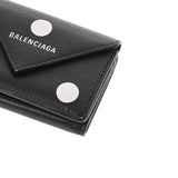 BALENCIAGA バレンシアガ ペーパー ミニウォレット ドット 黒/白 391446 レディース カーフ 三つ折り財布 Bランク 中古 銀蔵