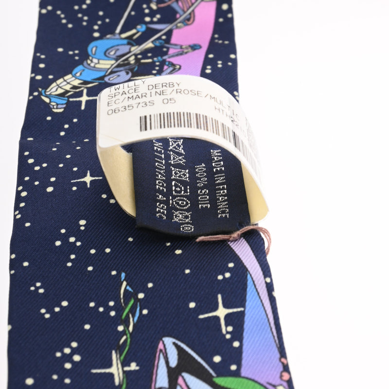 HERMES エルメス ツイリー SPACE DERBY マリン/ローズ/マルチカラー 063573S レディース シルク100％ スカーフ 未使用 銀蔵