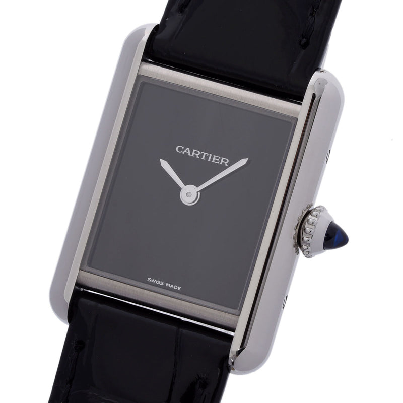 CARTIER カルティエ タンクマスト WSTA0071 レディース SS/革 腕時計 クオーツ ブラック文字盤 Aランク 中古 銀蔵