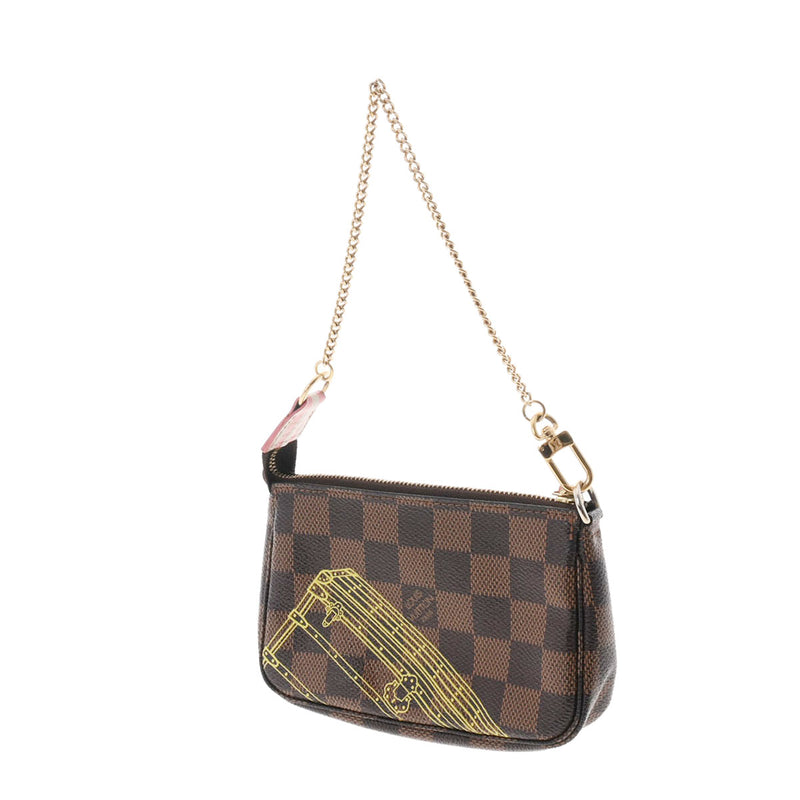 LOUIS VUITTON ルイヴィトン ダミエ ミニポシェット アクセソワール トランクプリント ブラウン N41433 レディース ダミエキャンバス アクセサリーポーチ ABランク 中古 銀蔵