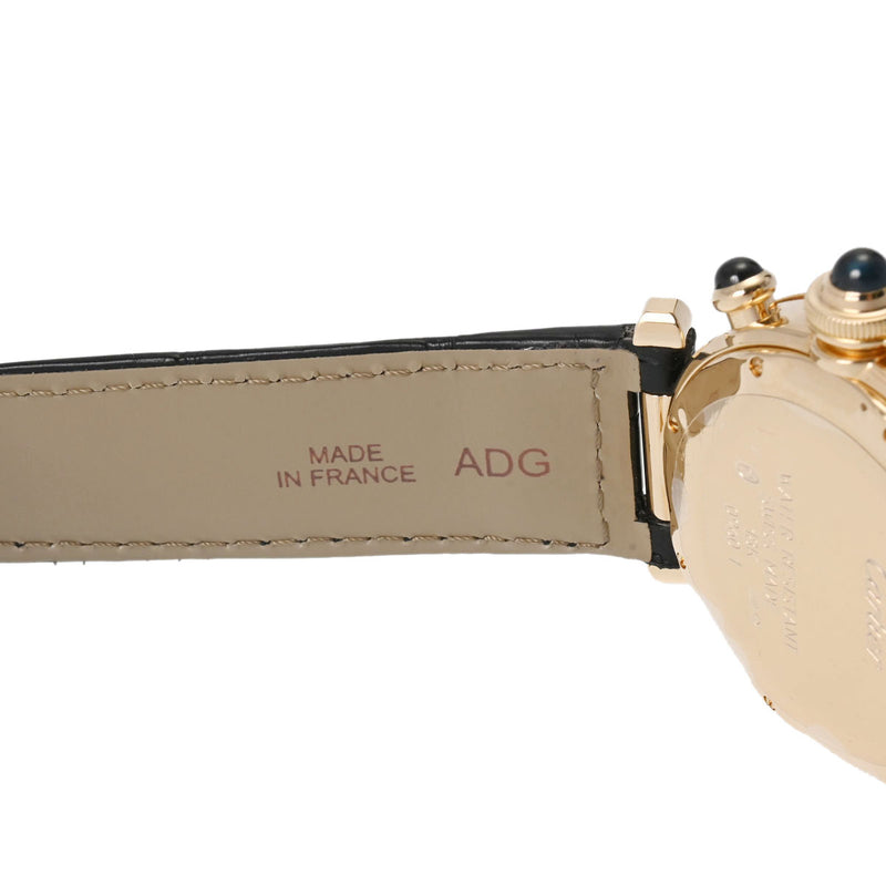 CARTIER カルティエ パシャ 38mm クロノグラフ 150周年記念モデル W30X7651 メンズ YG/革 腕時計 クオーツ アイボリー文字盤 Aランク 中古 銀蔵
