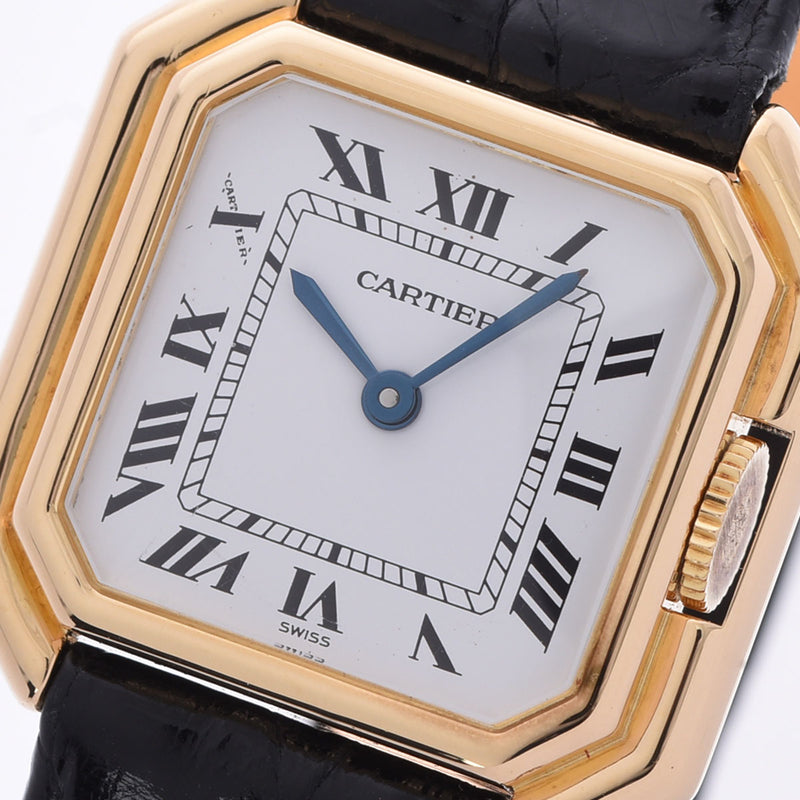 CARTIER カルティエ サンチュール SM アンティーク レディース YG/革 腕時計 手巻き シルバー文字盤 Aランク 中古 銀蔵