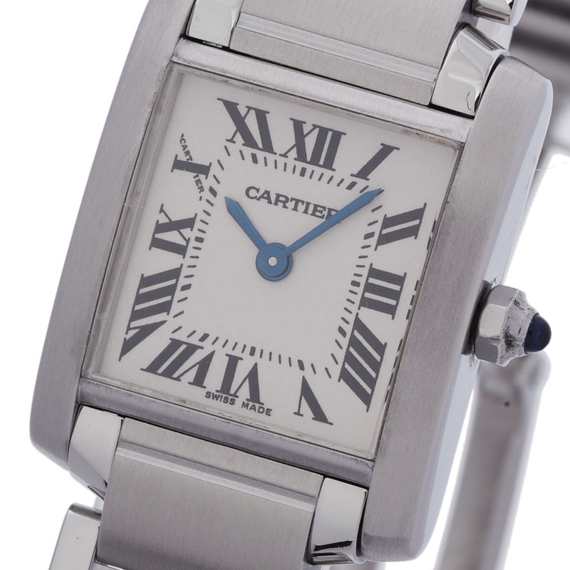 CARTIER カルティエ タンクフランセーズ SM W51008Q3 レディース SS 腕時計 クオーツ ホワイト文字盤 Aランク 中古 銀蔵