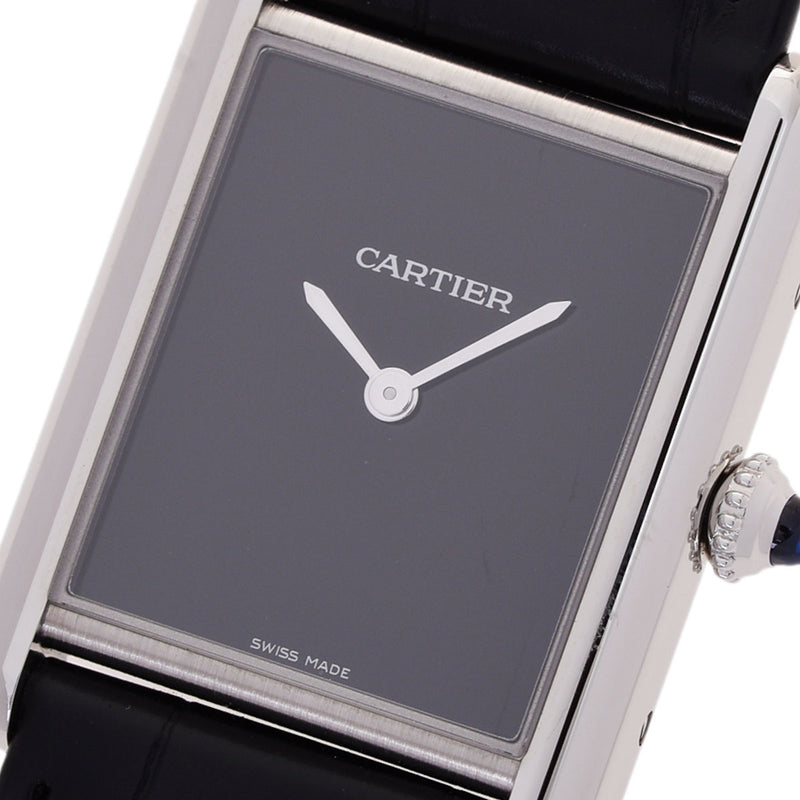 CARTIER カルティエ タンクマスト LM WSTA0072 ボーイズ SS/革 腕時計 クオーツ ブラック文字盤 未使用 銀蔵