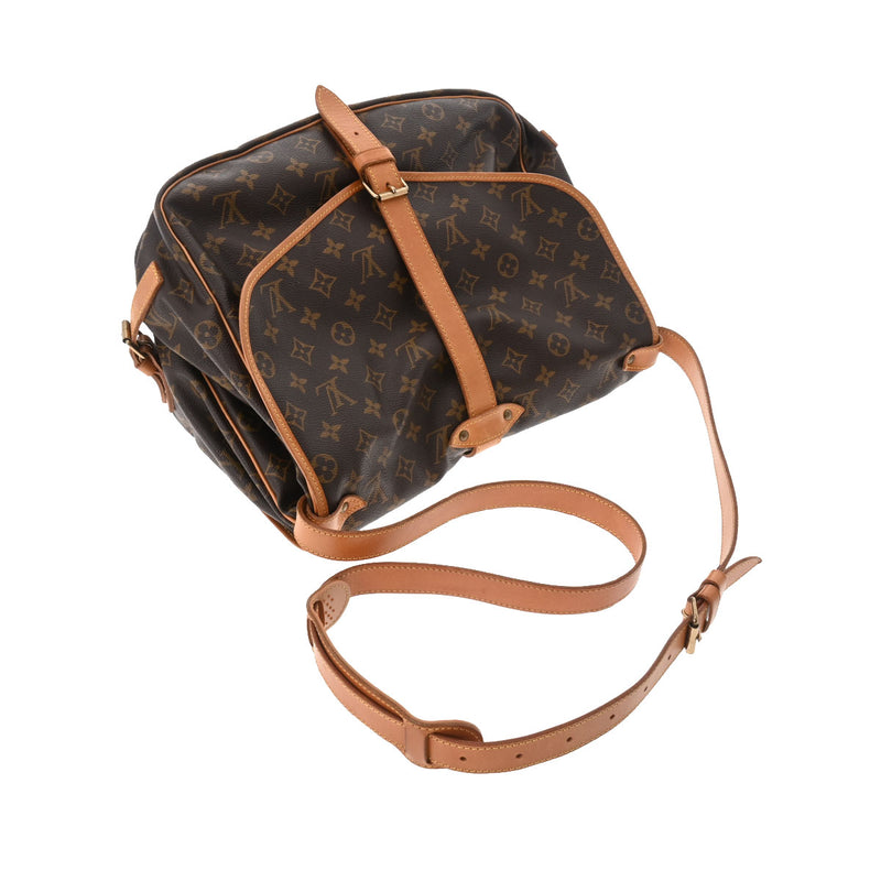 LOUIS 妖しく VUITTON ルイヴィトン モノグラム ソミュール 35 ブラウン M42254 レディース モノグラムキャンバス  ショルダーバッグ B