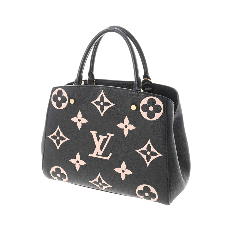 LOUIS VUITTON ルイヴィトン モノグラムアンプラント モンテーニュMM ノワール/ベージュ M45499 レディース レザー 2WAYバッグ Aランク 中古 銀蔵