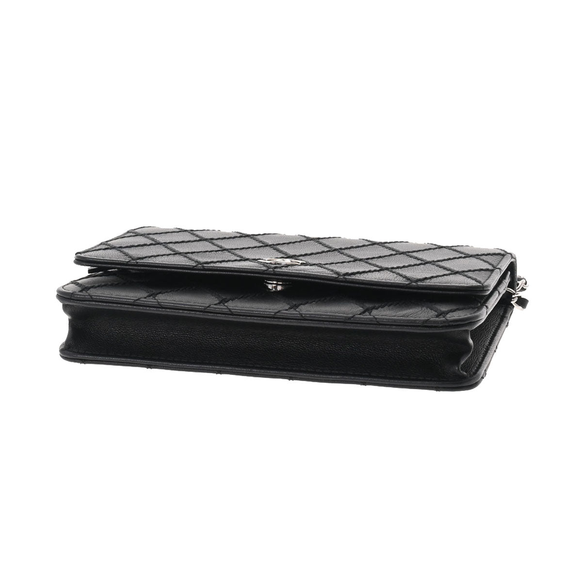 シャネルワイルドステッチ ブラック/ピンク シルバー金具