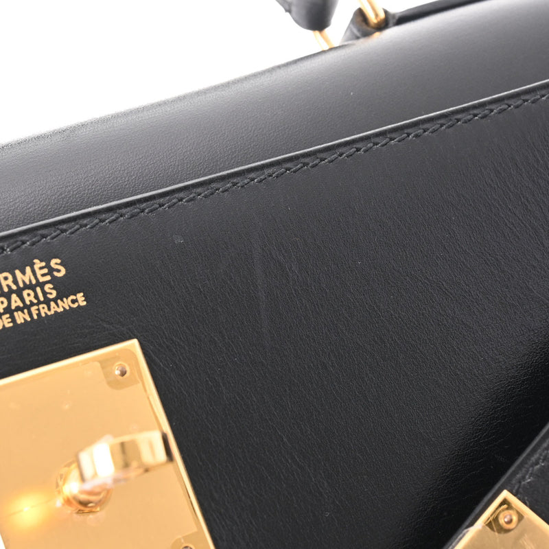 HERMES エルメス ケリー32 外縫い ブラック ゴールド金具 〇Y刻印(1995年頃) レディース ボックスカーフ 2WAYバッグ Aランク 中古 銀蔵