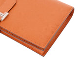 HERMES エルメス ベアンスフレ  オレンジ シルバー金具 □R刻印(2014年頃) レディース ヴォーエプソン 長財布 未使用 銀蔵