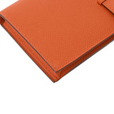 HERMES エルメス ベアンスフレ  オレンジ シルバー金具 □R刻印(2014年頃) レディース ヴォーエプソン 長財布 未使用 銀蔵