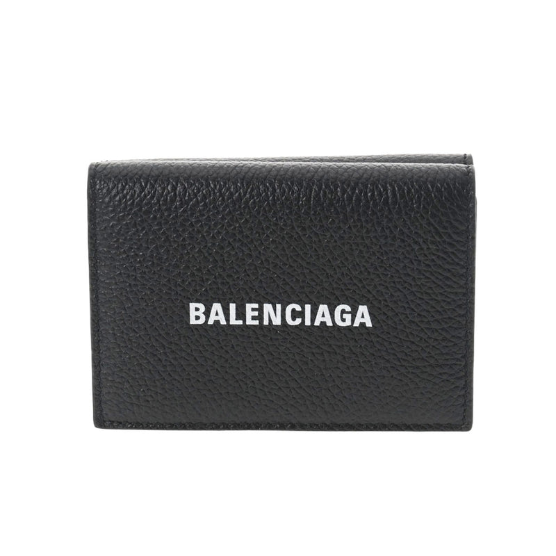 BALENCIAGA バレンシアガ コンパクトウォレット キャッシュ 黒 ユニセックス カーフ 三つ折り財布 未使用 銀蔵