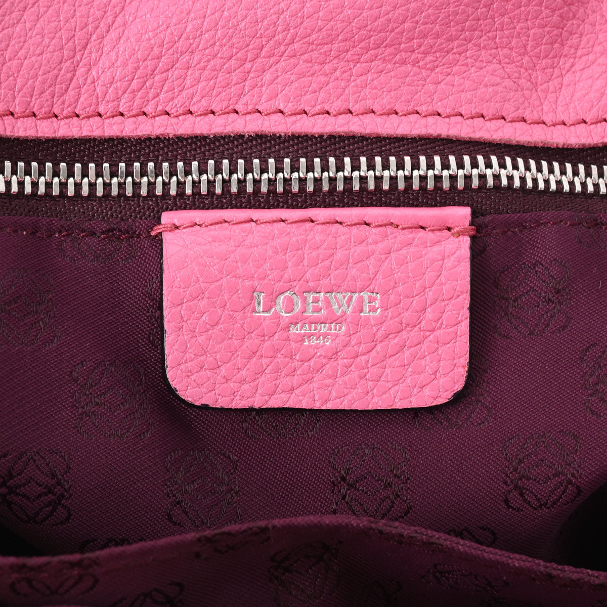 ロエベフラメンコ 30 ピンク シルバー金具 レディース カーフ