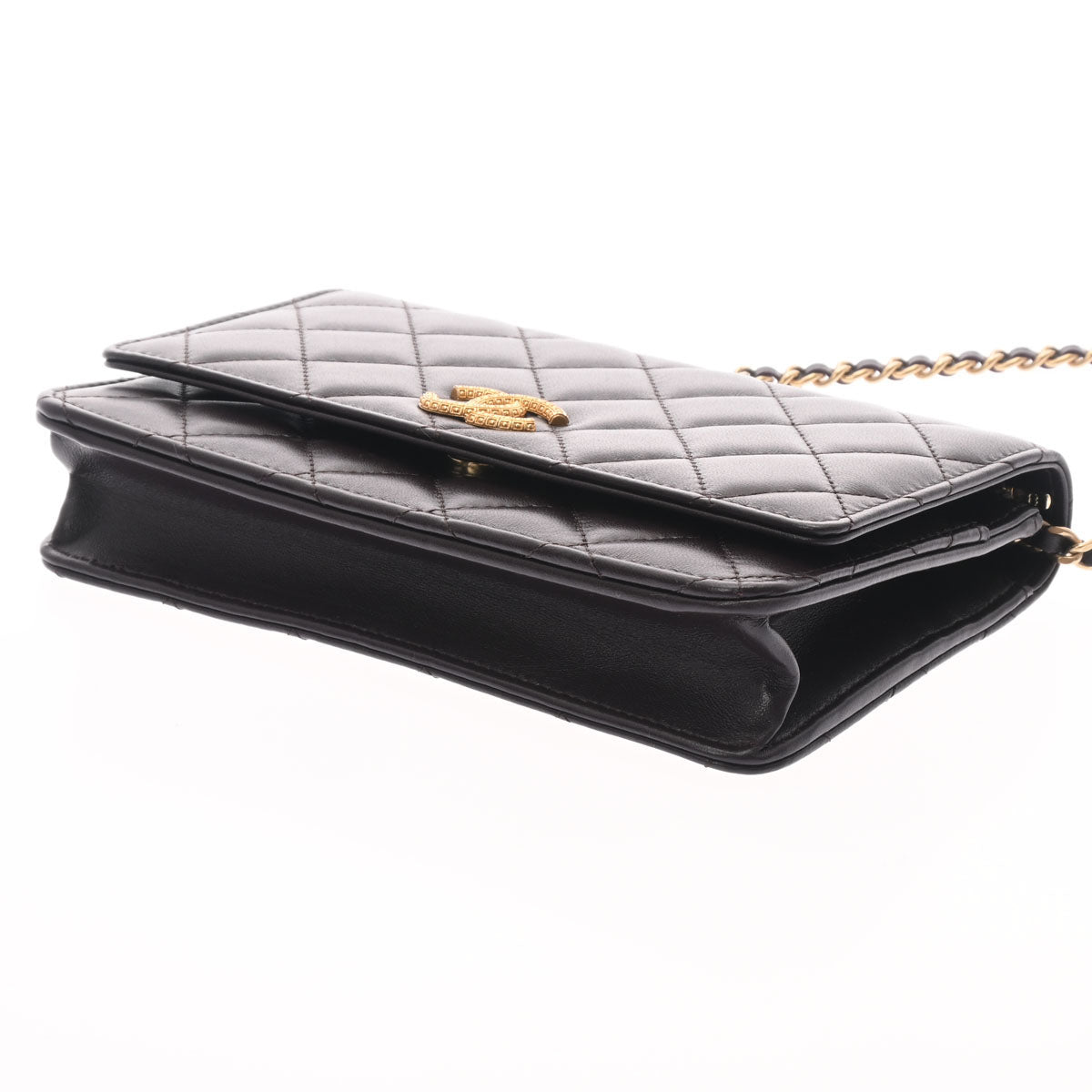 シャネルチェーンウォレット 42976 茶 ゴールド金具 レディース