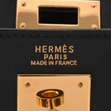 HERMES エルメス ケリー32 内縫い 黒 ゴールド金具 □D刻印(2000年頃) レディース ボックスカーフ 2WAYバッグ Aランク 中古 銀蔵
