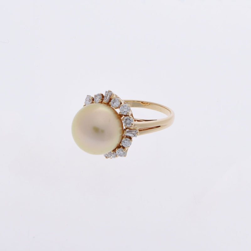 約10号美品 ミキモト K18 真珠 パール約8.3mm ダイヤ デザイン リング 指輪