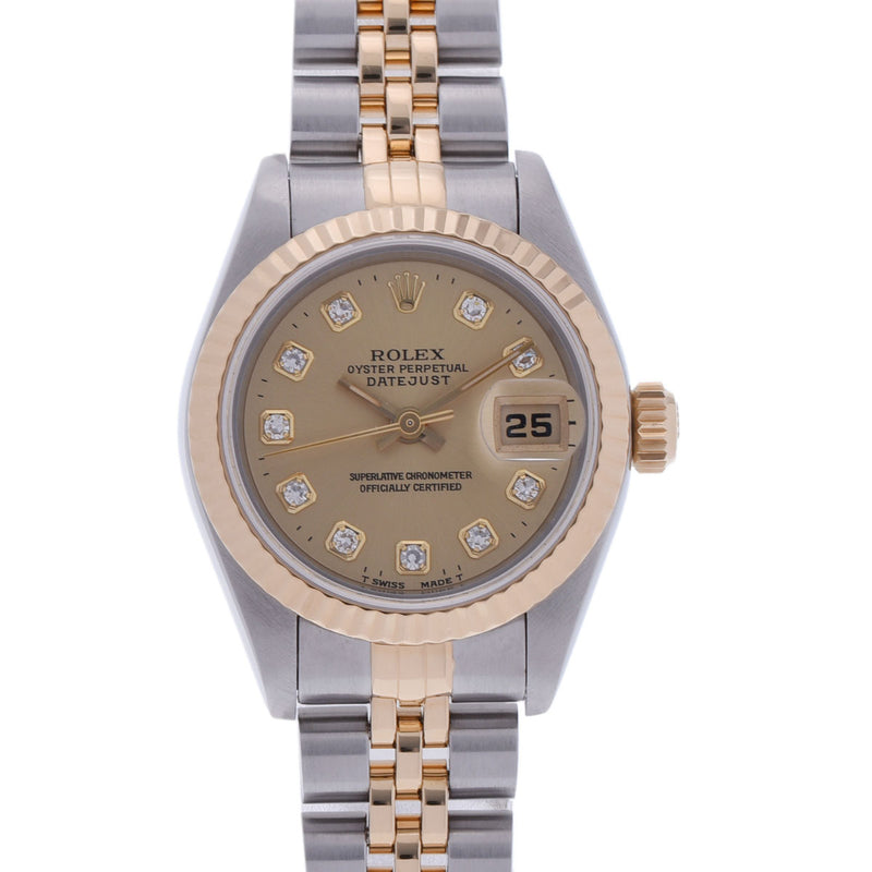 ROLEX ロレックス デイトジャスト 10Pダイヤ 69173G レディース YG/SS 腕時計 自動巻き シャンパン文字盤 Aランク 中古 銀蔵