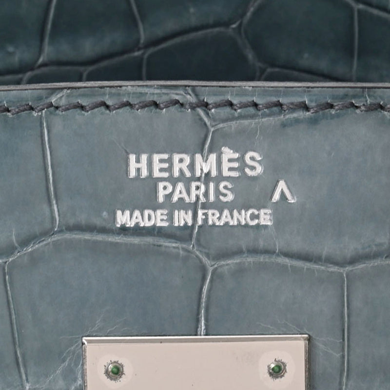 HERMES エルメス バーキン35 ブルージーン パラジウム金具 □C刻印(1999年頃) ユニセックス ポロサス ハンドバッグ Bランク 中古 銀蔵