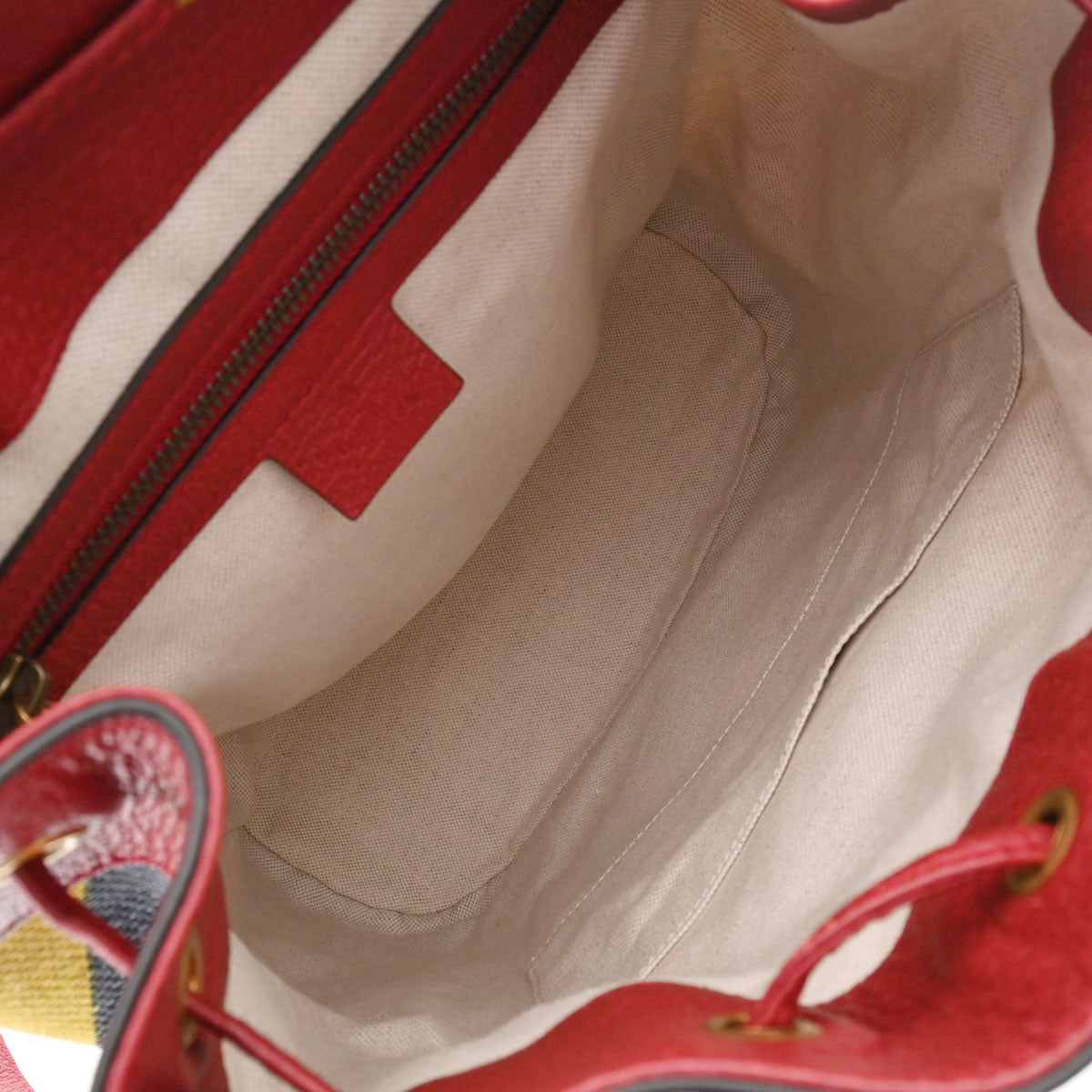 グッチバイアデラストライプ バックパック レッド/イエロー