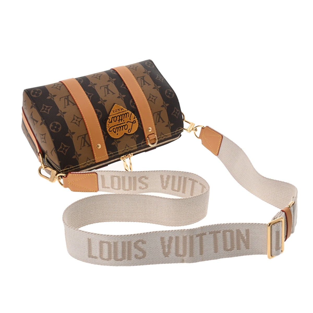 ルイヴィトンモノグラムストライプ シティキーポル NIGOコラボ ブラウン ユニセックス レザー ショルダーバッグ M45963 LOUIS  VUITTON 中古 – 銀蔵オンライン