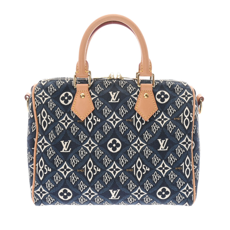 LOUIS VUITTON ルイヴィトン モノグラム フラワー スピーディバンドリエール 25 Since1854 ブルー M57400 レディース ジャガード 2WAYバッグ ABランク 中古 銀蔵