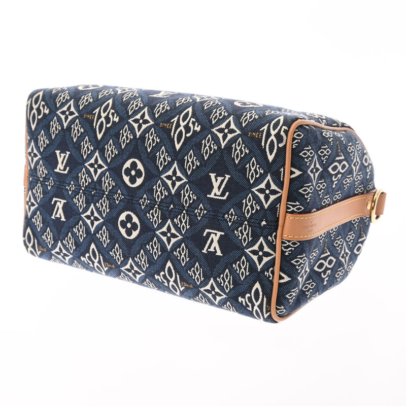 LOUIS VUITTON ルイヴィトン モノグラム フラワー スピーディバンドリエール 25 Since1854 ブルー M57400 レディース ジャガード 2WAYバッグ ABランク 中古 銀蔵