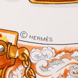 HERMES エルメス カレ90 Cavalcades/騎馬行進 オレンジ/ブラン/ルイユ レディース シルク100％ スカーフ 未使用 銀蔵