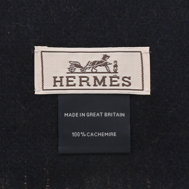 HERMES エルメス マフラー リバーシブル 茶/紺 メンズ カシミヤ100％ マフラー 未使用 銀蔵