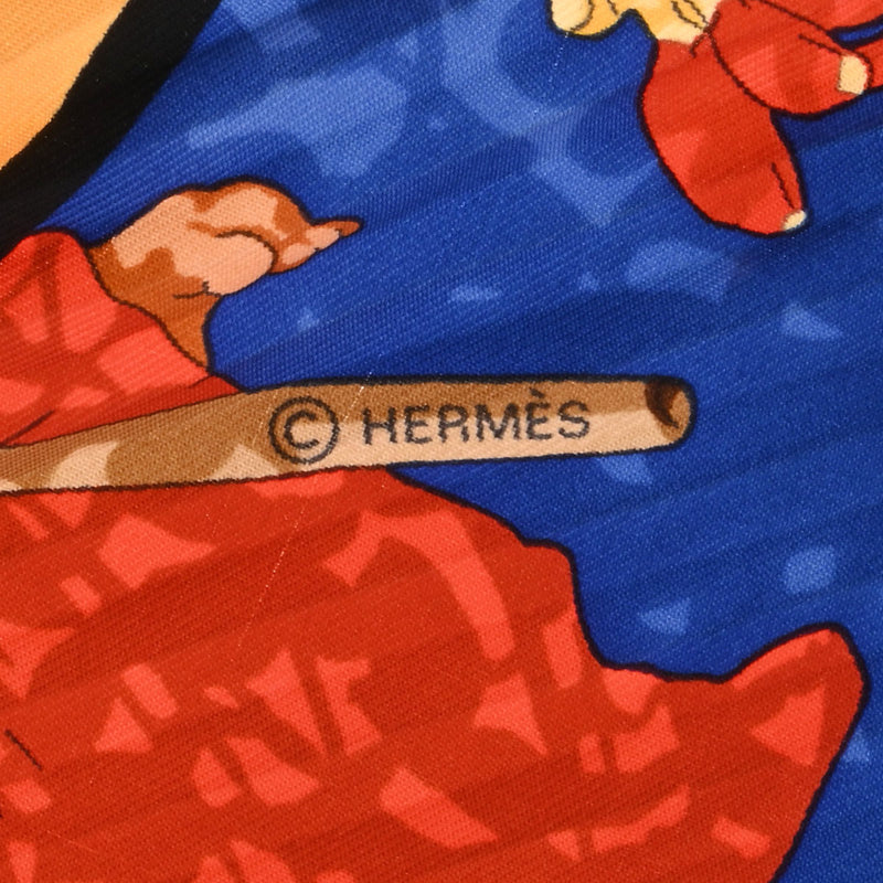 HERMES エルメス 青 レディース シルク100％ スカーフ ABランク 中古 銀蔵