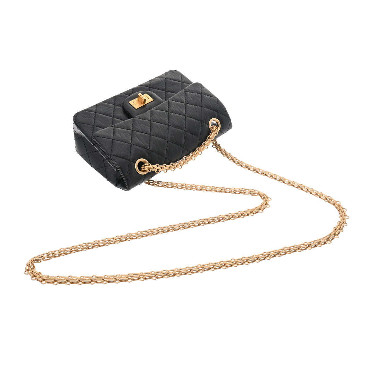 CHANEL シャネル 2.55 チェーンショルダー ミニ 黒 ゴールド金具 