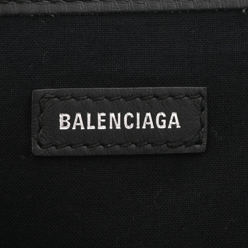 BALENCIAGA バレンシアガ ネイビーカバス M 黒/ナチュラル 339936 レディース キャンバス レザー ハンドバッグ ABランク 中古 銀蔵