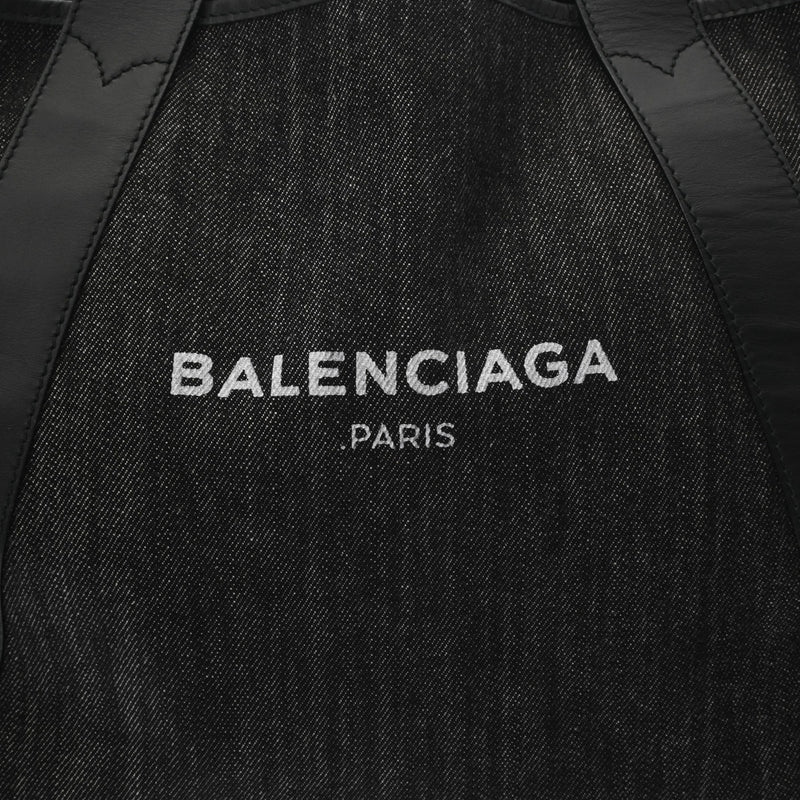 BALENCIAGA バレンシアガ ネイビーカバス M 黒 339936 レディース デニム レザー ハンドバッグ Aランク 中古 銀蔵