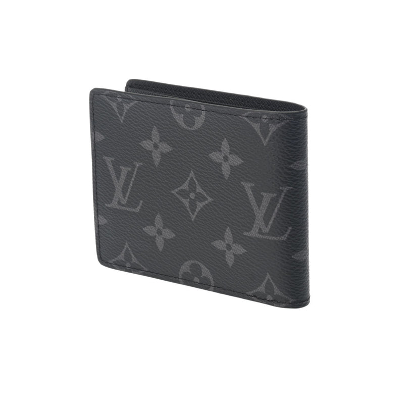 ルイヴィトンポルトフォイユスレンダー 黒/グレー メンズ 二つ折り財布 