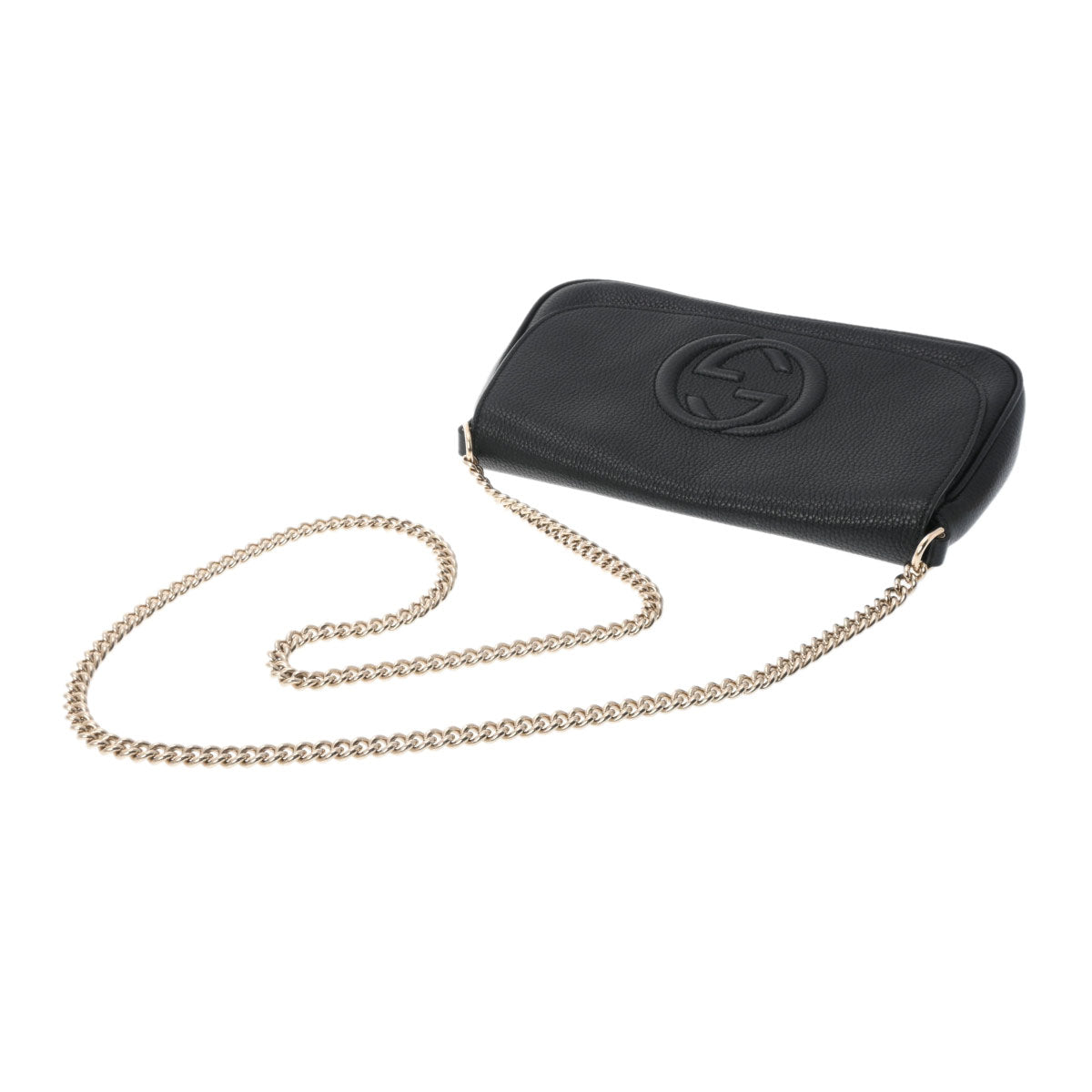 GUCCI(グッチ) ショルダーバッグ ソーホー 536224 黒 チェーンショルダー レザー グッチソーホー チェーンショルダー アウトレット品 ブラック ゴールド
