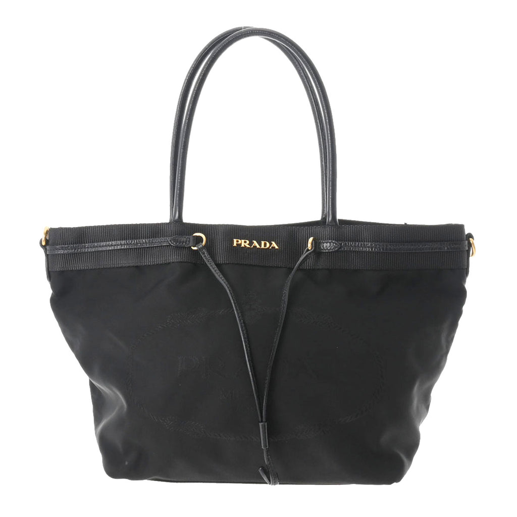 PRADA プラダ 黒 ゴールド金具 BN1755 レディース ナイロン レザー トートバッグ Aランク 中古 銀蔵