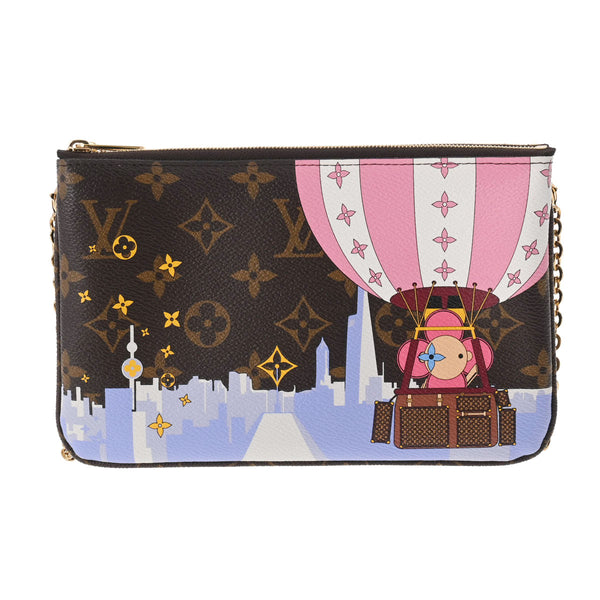 LOUIS VUITTON ルイヴィトン モノグラム ポシェットドゥーブルジップ ヴィヴィエンヌ クラッチ ブラウン M68486 レディース モノグラムキャンバス ショルダーバッグ Aランク 中古 銀蔵