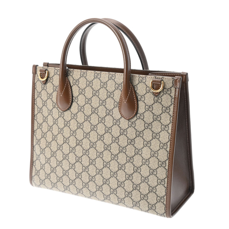 GUCCI グッチ インターロッキングG 2WAY 茶 ゴールド金具 659983 レディース GGスプリームキャンバス トートバッグ Aランク 中古 銀蔵