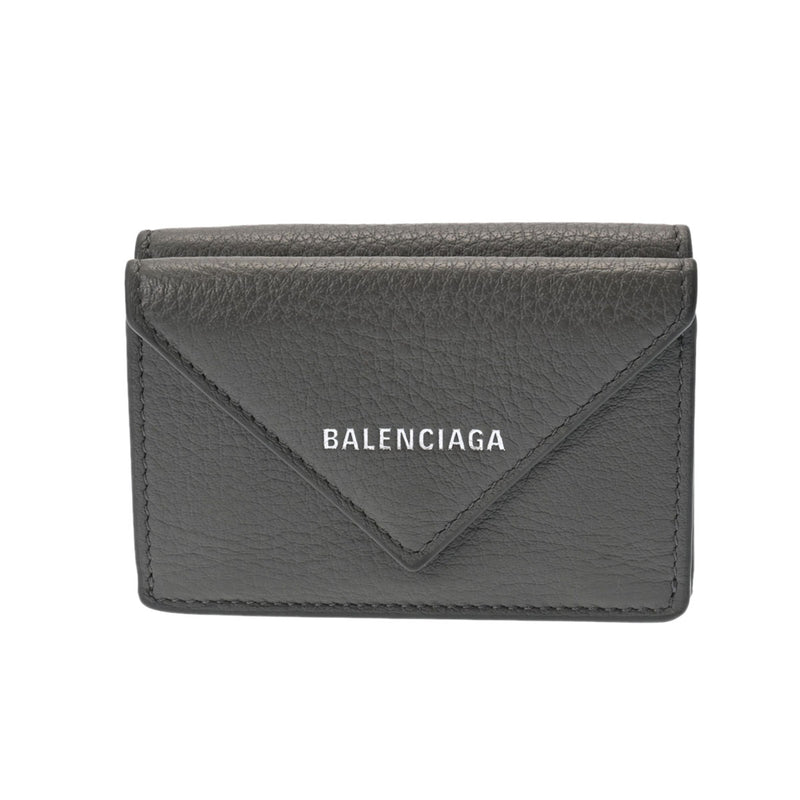 レディースバレンシアガ（BALENCIAGA）ペーパーミニウォレット・三つ折 財布・グレー