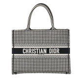 CHRISTIAN DIOR クリスチャンディオール ブックトート ミディアム ハウンドトゥース ブラック M1296ZTQT_M911 レディース キャンバス トートバッグ ABランク 中古 銀蔵